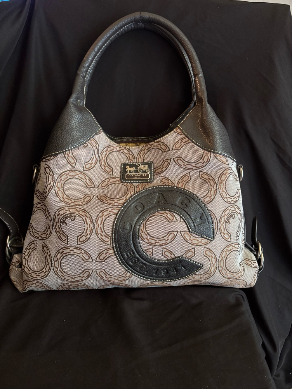 Coach Beige Signature C Canvas Bag with Leather Trim “VTG”